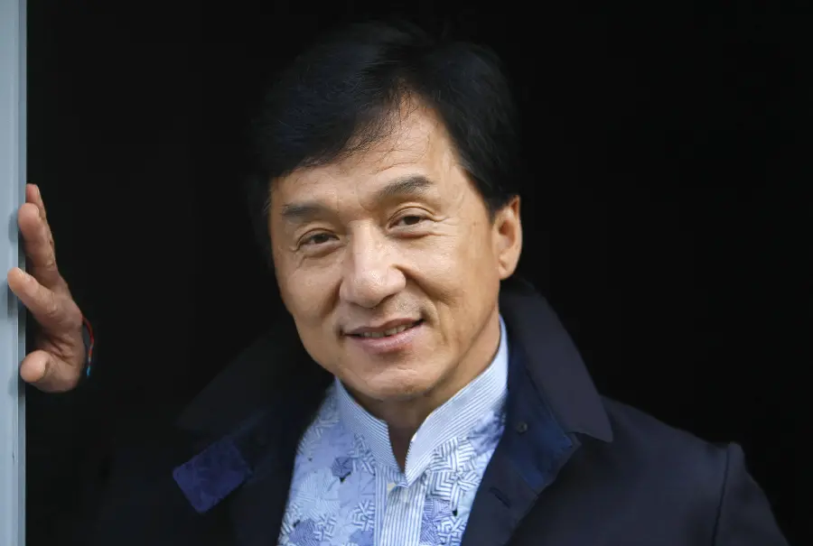 Jackie Chan's picture and his funny slapstick acrobatic fighting style