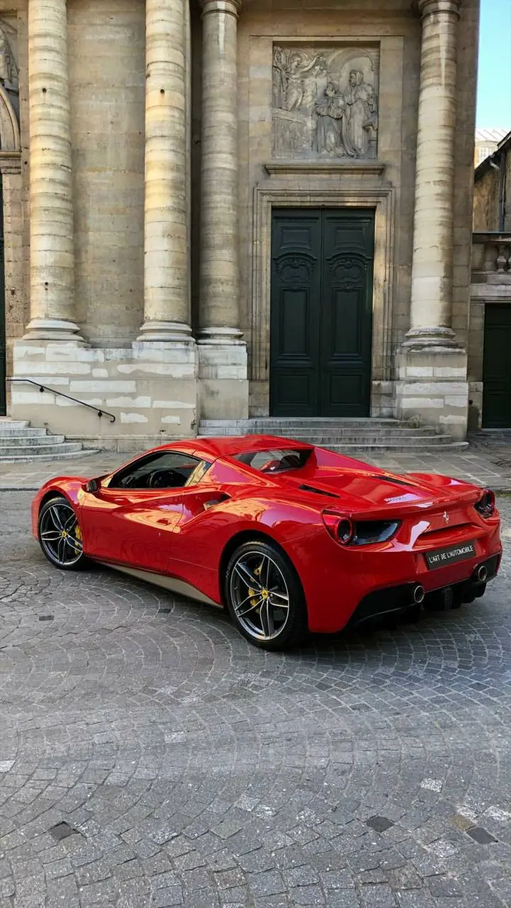 Download a very good quality image of a red Ferrari 488 car