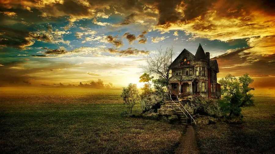 Download the old profile photo of an abandoned palace in the distance