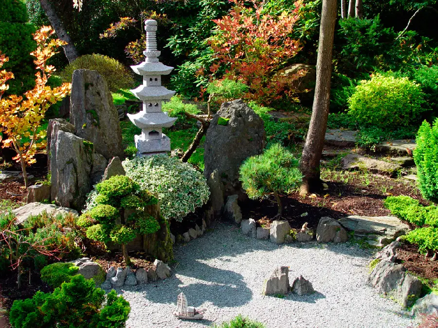 Mysterious photo of a Japanese dry garden for research into the philosophical religious ritual of Zen