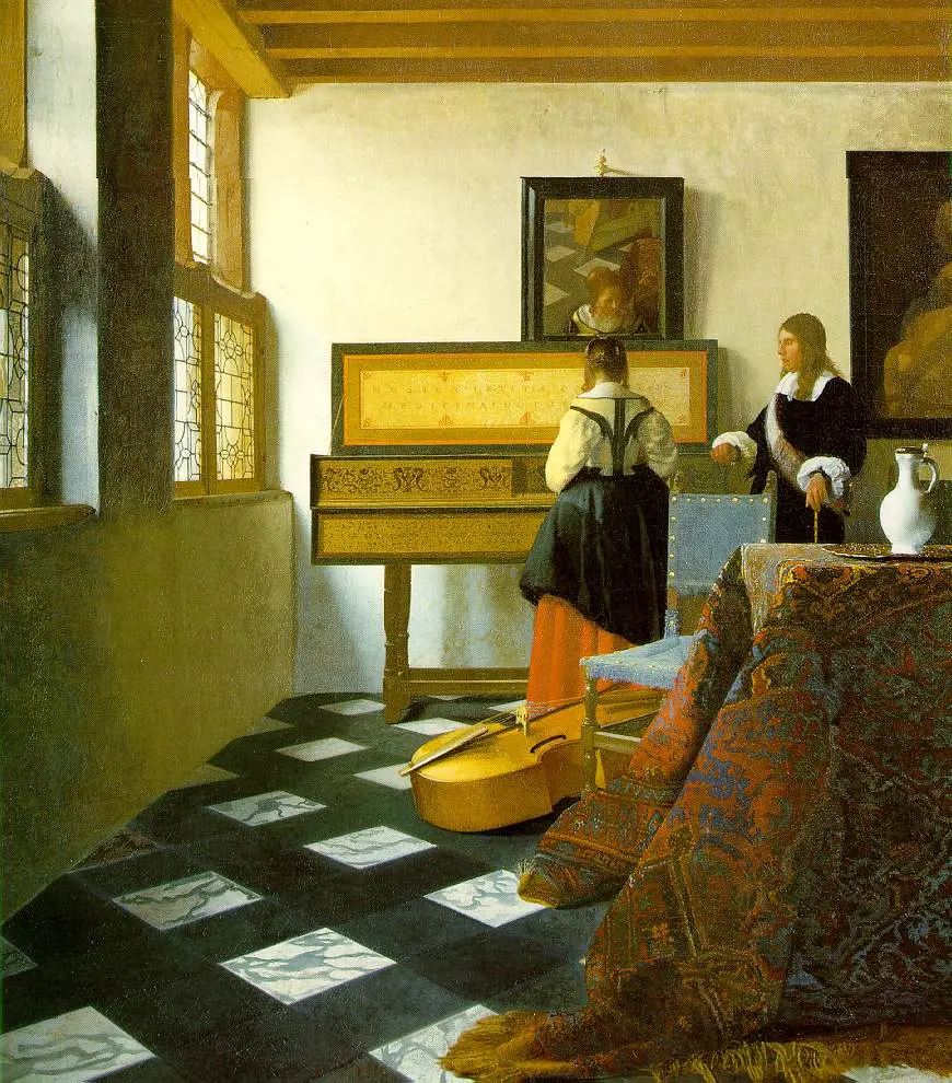 Download a graphic copy of the painting Music Class by Johannes Vermeer