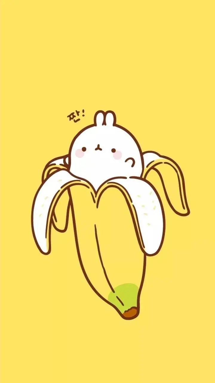 Cute Half-Peeled Banana Cartoon Wallpaper 4k