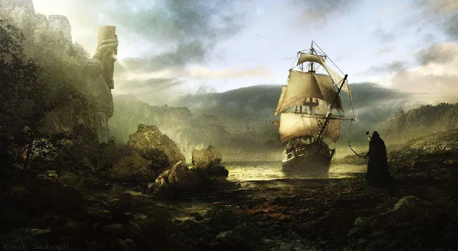 Amazing photo of a ship drawn by digital art 