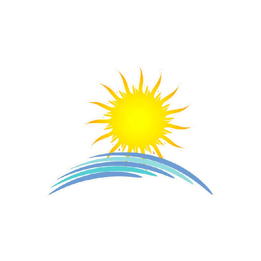 Unique photo of a bright sun icon in the sky