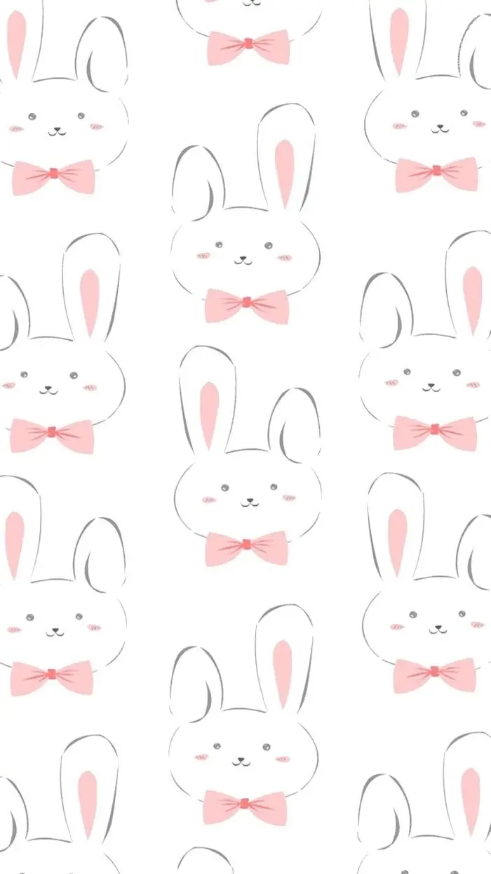 Awesome wallpaper of Googly rabbits with pink bow ties