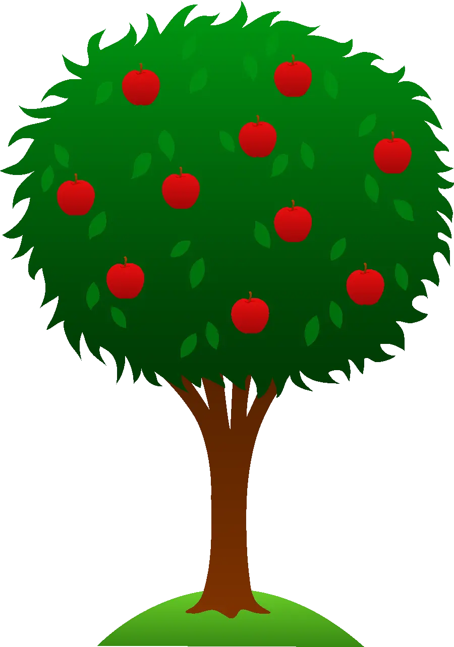 Beautiful cartoon photo of a red apple tree without a background 1402