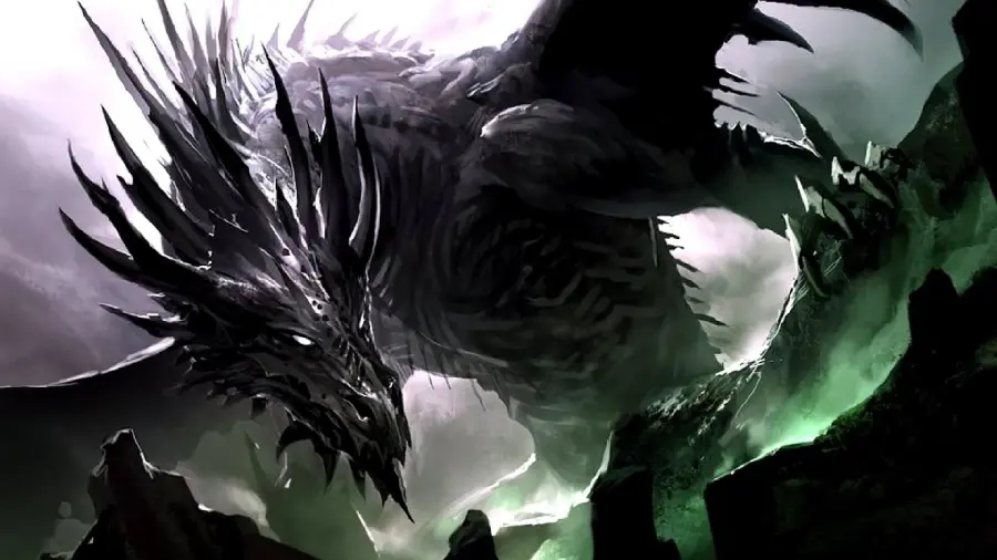 Beautiful and spectacular wallpaper of a scary dragon with strong and big wings