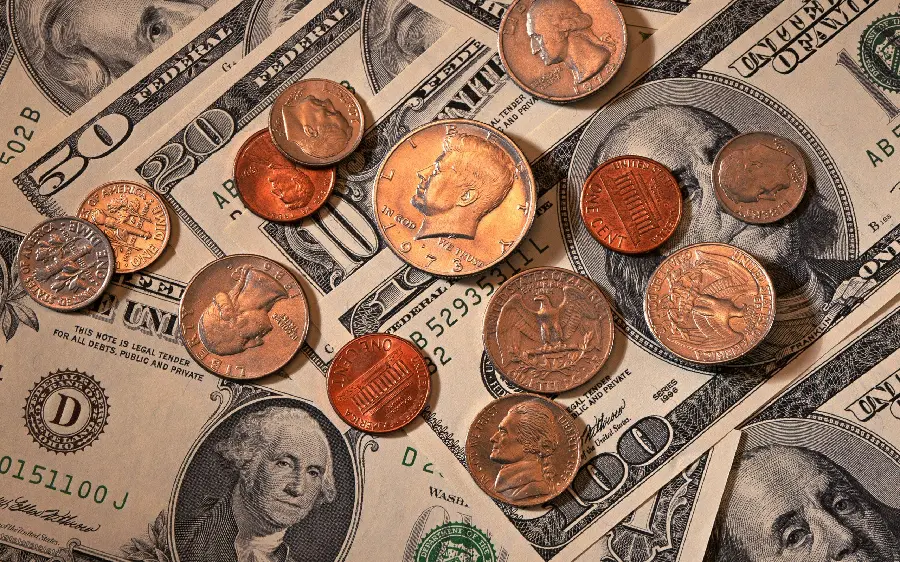 Real Photo of American Dollar Coins and Banknotes with Full HD Quality 