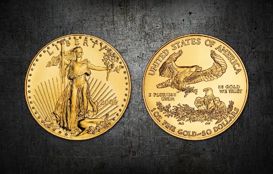 Image of the obverse and reverse of the US and Canadian dollar gold coin 