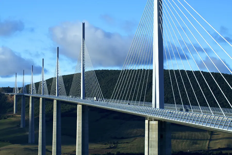 Unique and very interesting wallpaper of the Millau Bridge in France in high quality