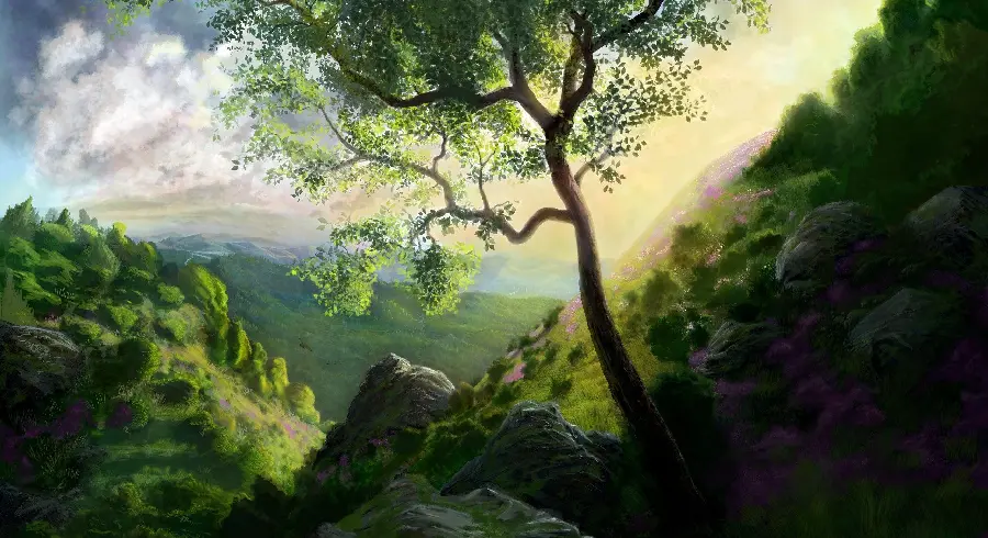 Beautiful and Lush Stock Photo in HD Digital Painting Art