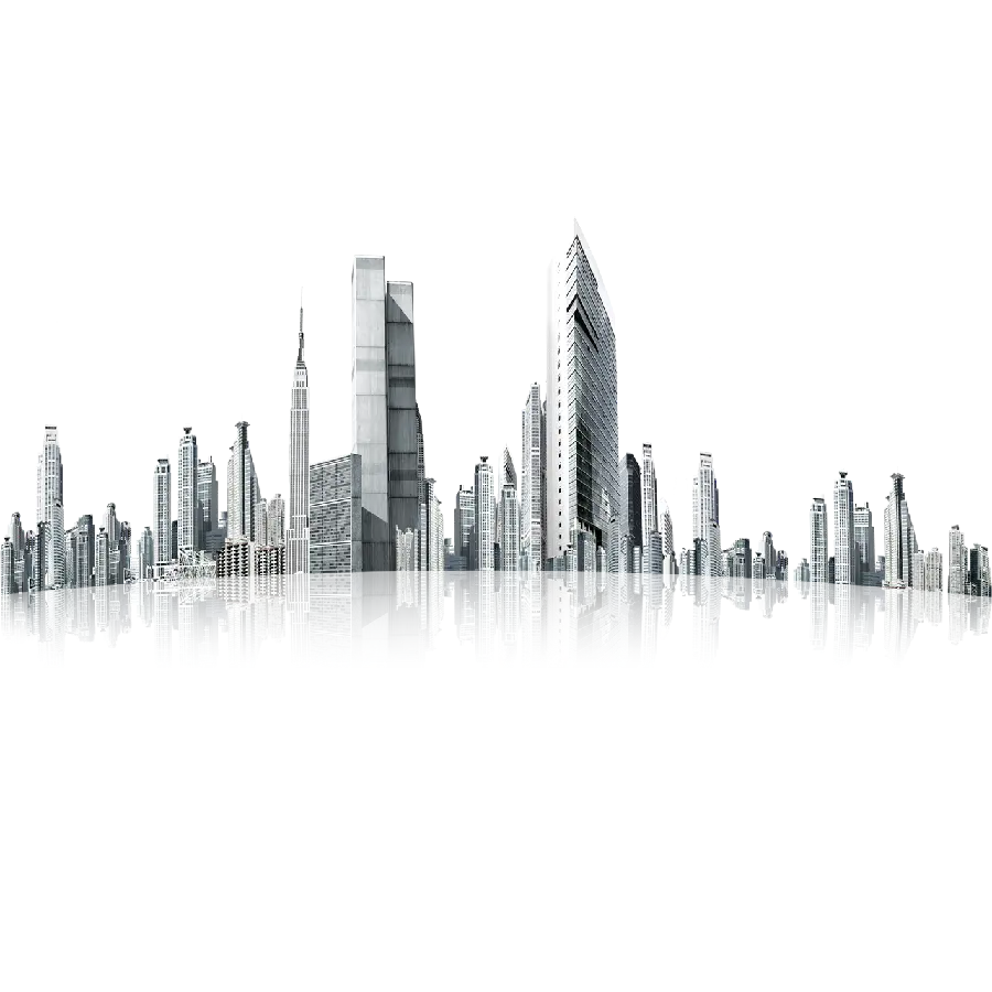 Download free and high-quality PNG image of a big city with a white background