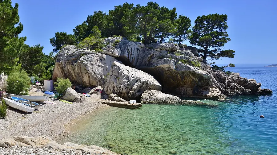 Beautiful image of a special and captivating rocky beach for printing a picture