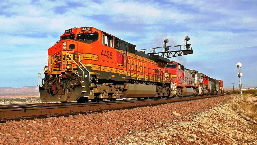Dreamy Orange Locomotive On Rails Wallpaper For Laptop And Computer