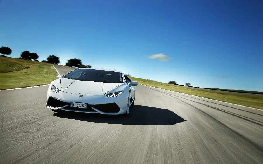 White Lamborghini background moving in beautiful nature
