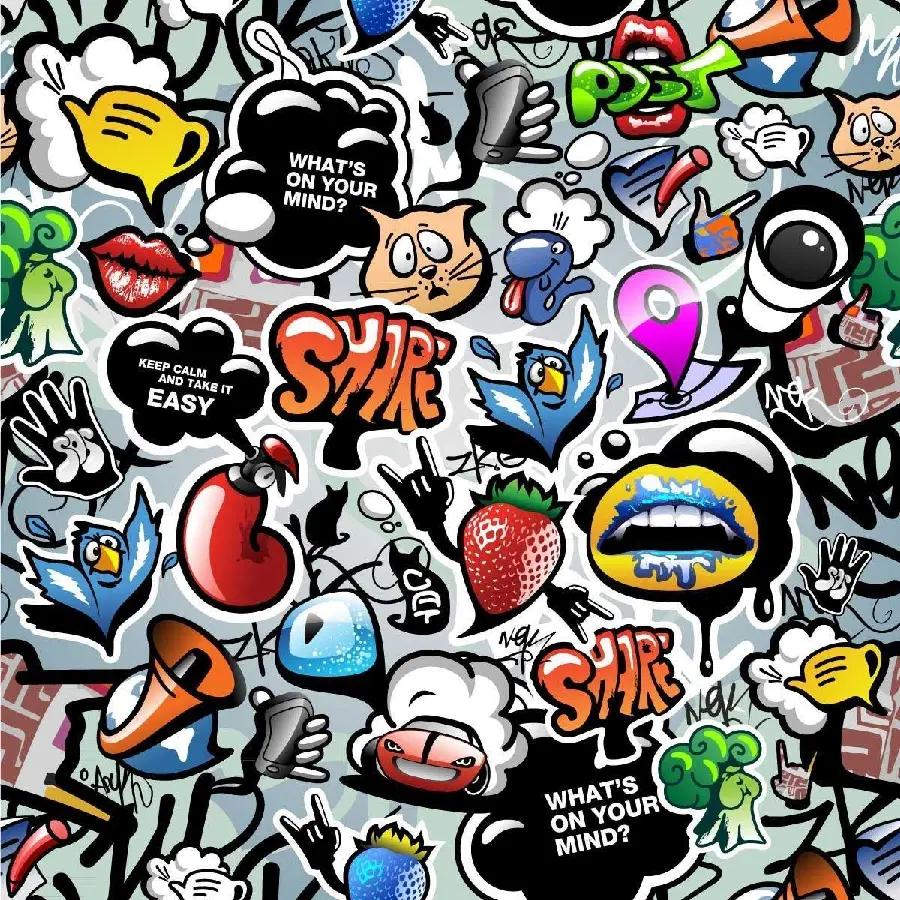 Real mural photo of busy fantasy design suitable for wallpaper 