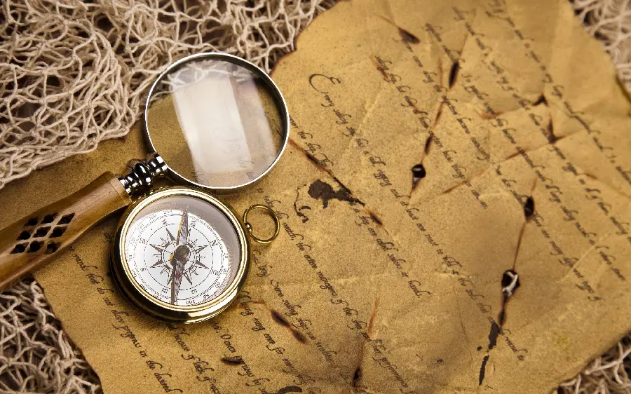  Extremely beautiful photo of a magnifying glass next to a compass