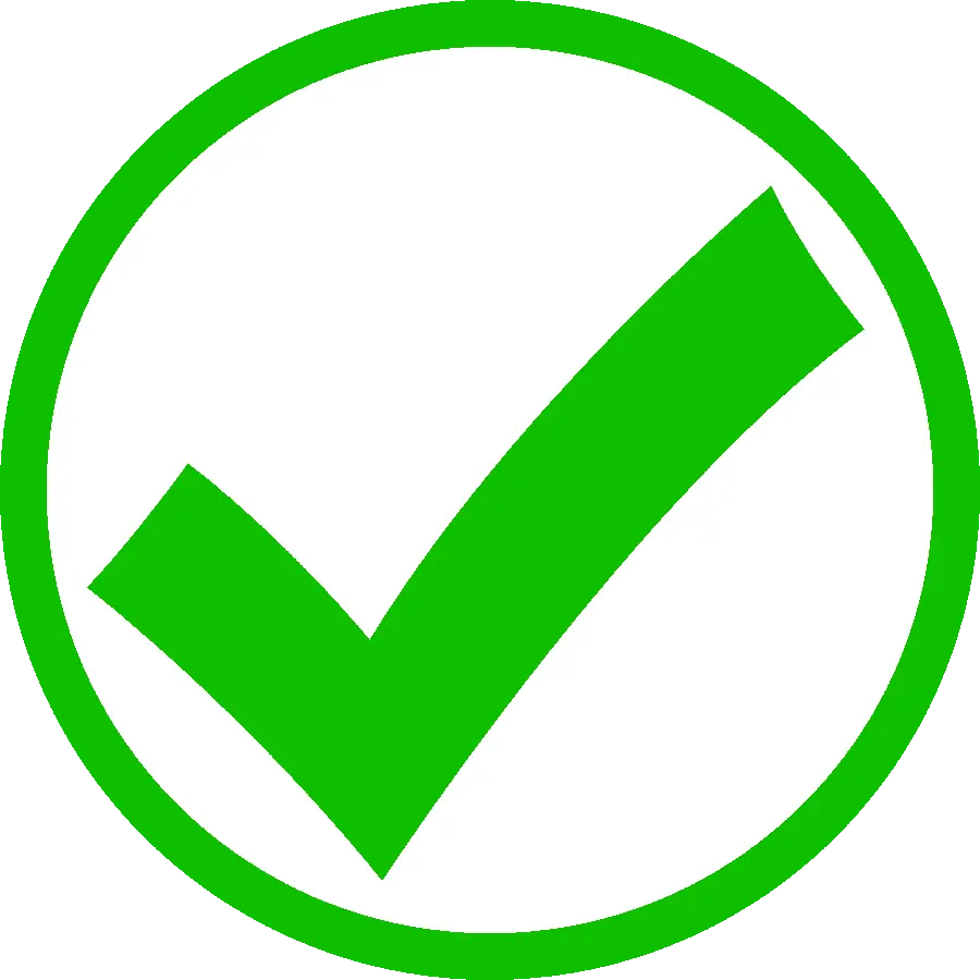 Beautiful green correct tick photo in teleported png format