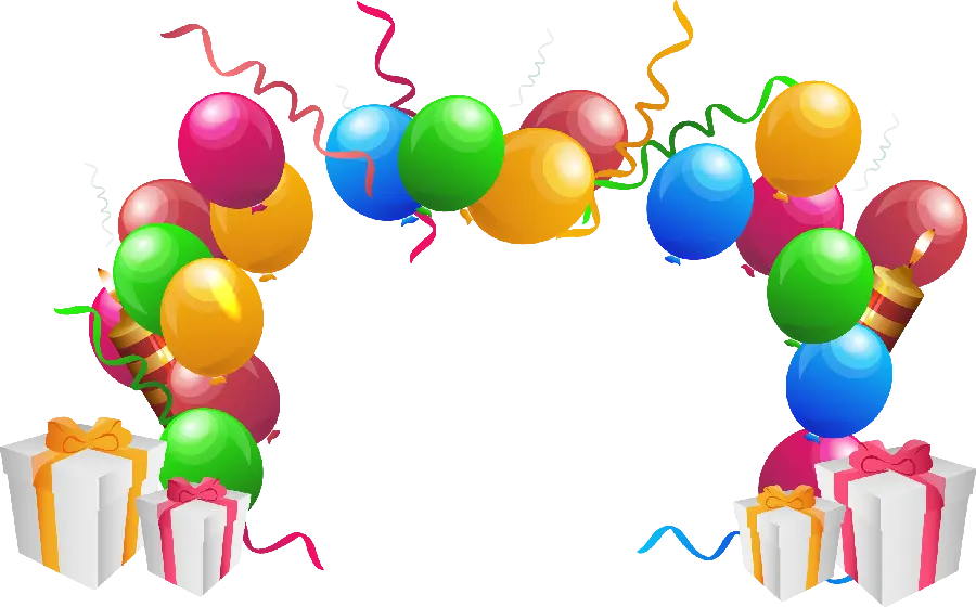 Balloon Frame and Birthday Gift PNG Image for Photoshop