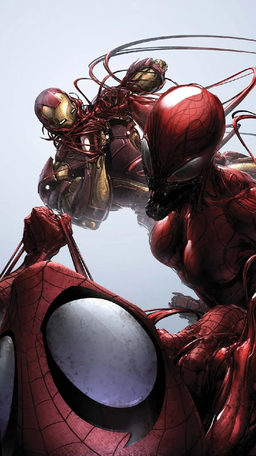 Image of Spider Man next to the evil Spider Man with a white background