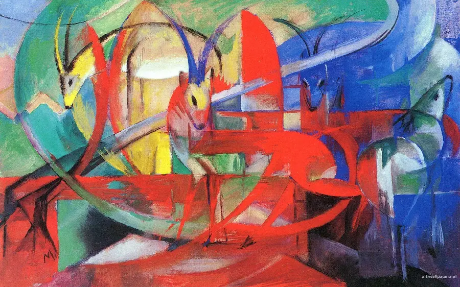 Stock photo of a colorful abstract design by the painter Wassily Kandinsky for printing 