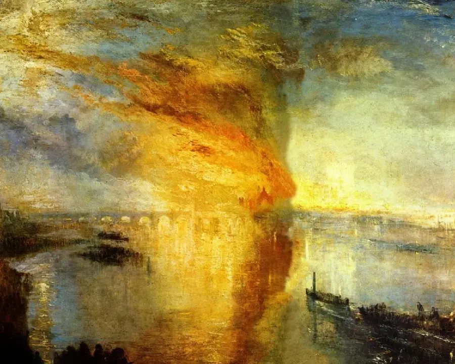 Spectacular painting of the burning of the houses of the nobility and commoners by William Turner
