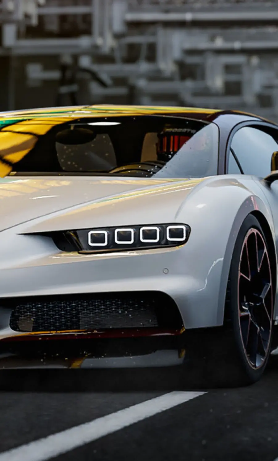 Download the background of the dreamy white Bugatti car for girls and boys