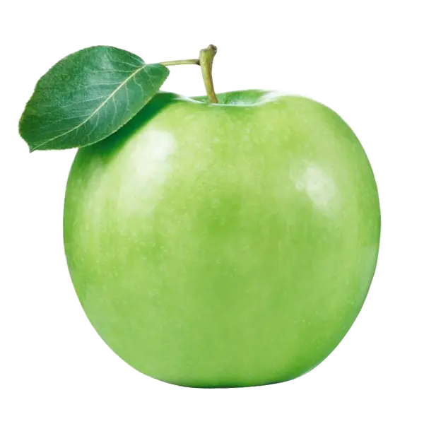 Layered design of green apple fruit with leaves suitable for health posters