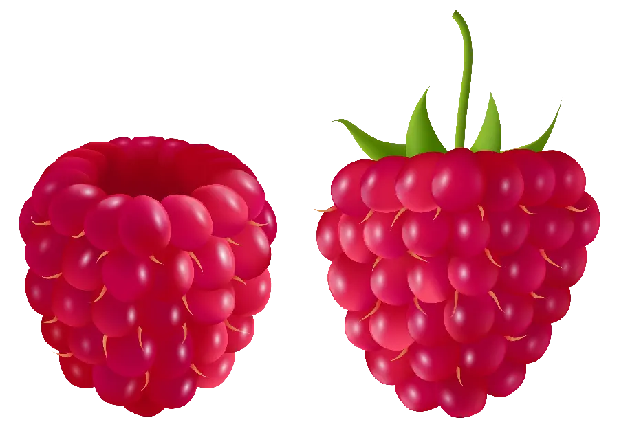 Full HD photo of real red raspberries in png format 