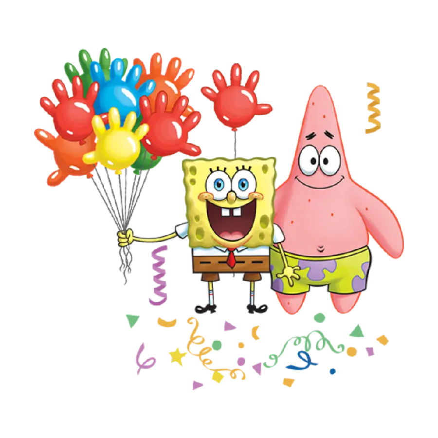 Ready and backgroundless photo of SpongeBob cartoon for virtual birthday greetings