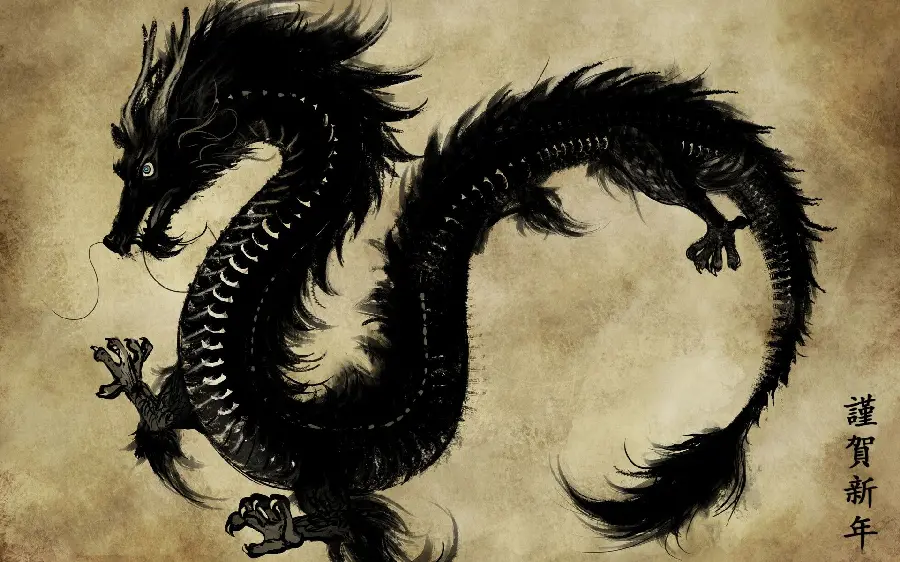 Beautiful and historical black Japanese dragon wallpaper for iPhone