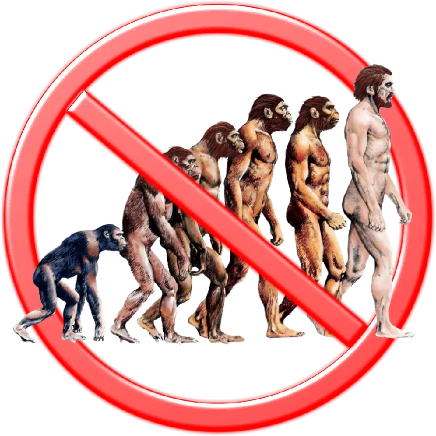 Graphic image opposing Charles Darwin's theory of biological evolution 