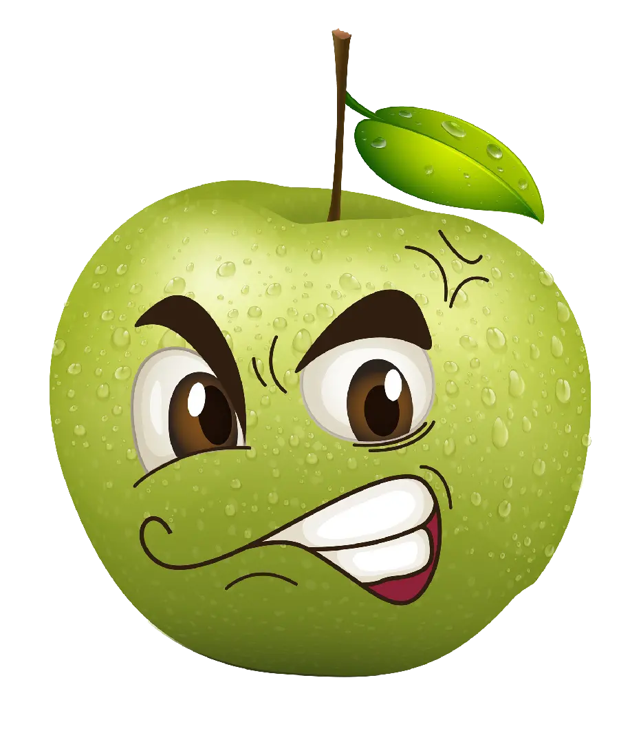 Download vector Angry cartoon green apple for editing
