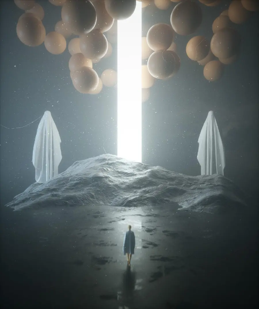 Download a full HD photo of a sad painting of loneliness in an abstract surreal style