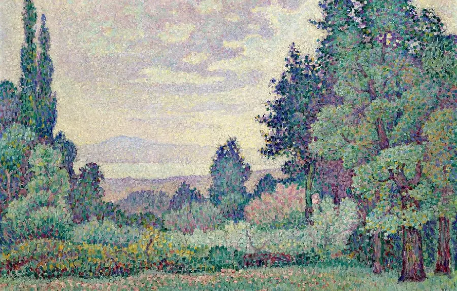 Beautiful Fauvist painting of a pristine and spectacular forest