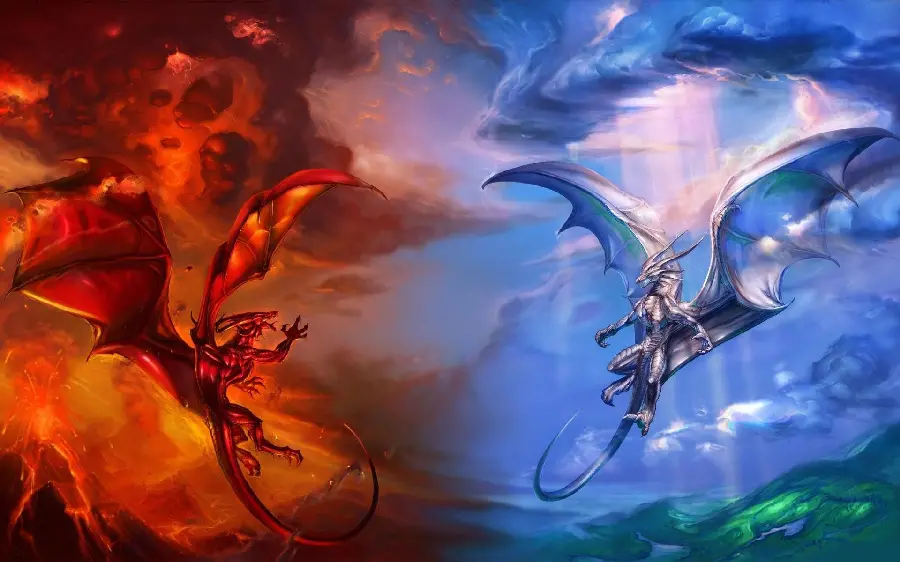The newest sports wallpaper with a symbol of peace and friendship between dragons