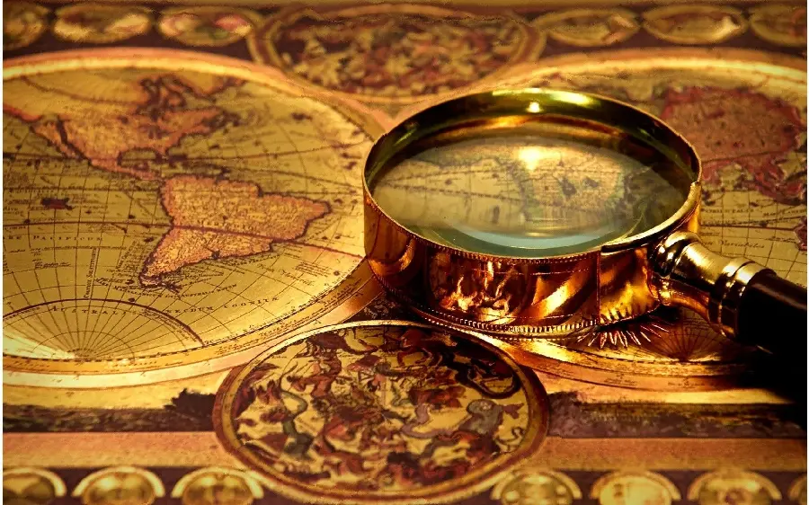  Attractive background of a magnifying glass on a map of the world in very good quality 