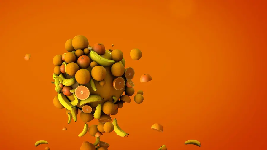 Special Wallpaper of Bananas Floating in the Air with Orange Background 4k
