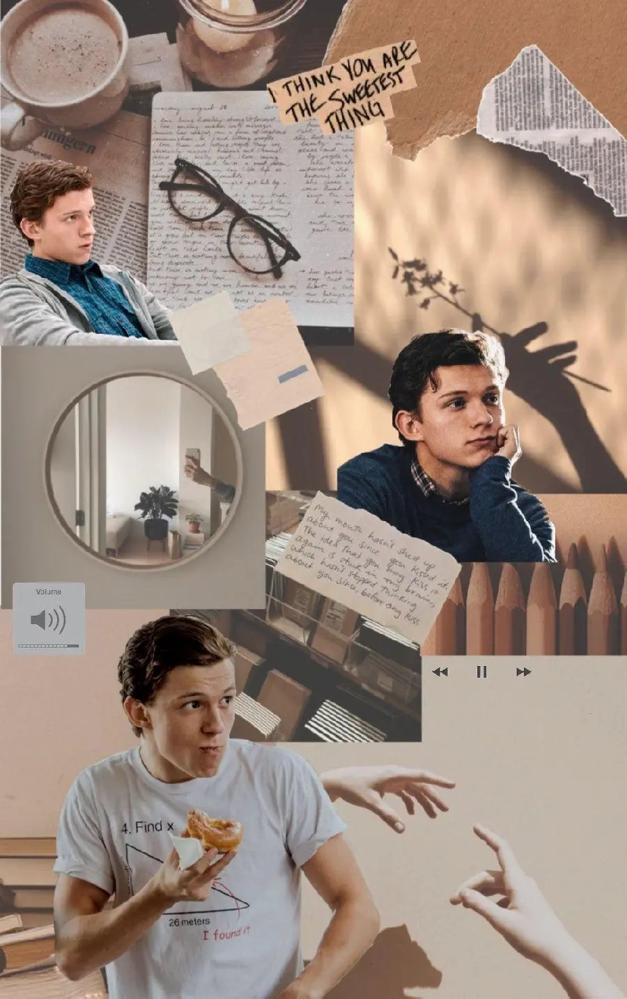 The background of the busy design with the most beautiful images of Tom Holland, the English actor, Spider-Man movies 