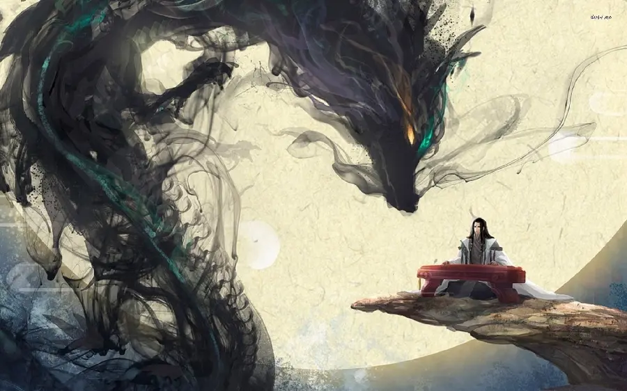 Dreamy Japanese Dragon Picture with Fantasy Theme for Wallpaper