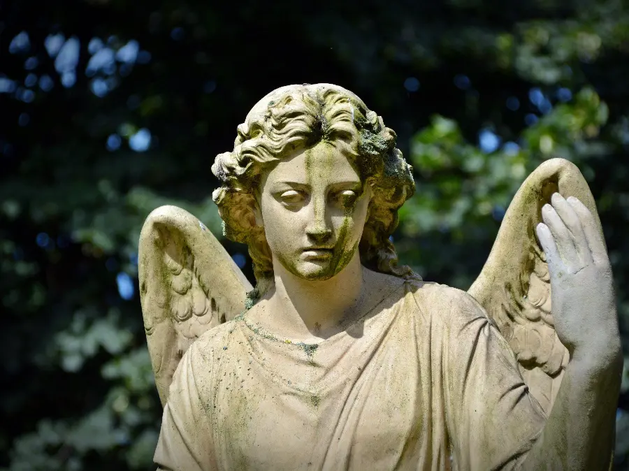 Full HD stock photo of a stone statue of an angel suitable for printing on a board 