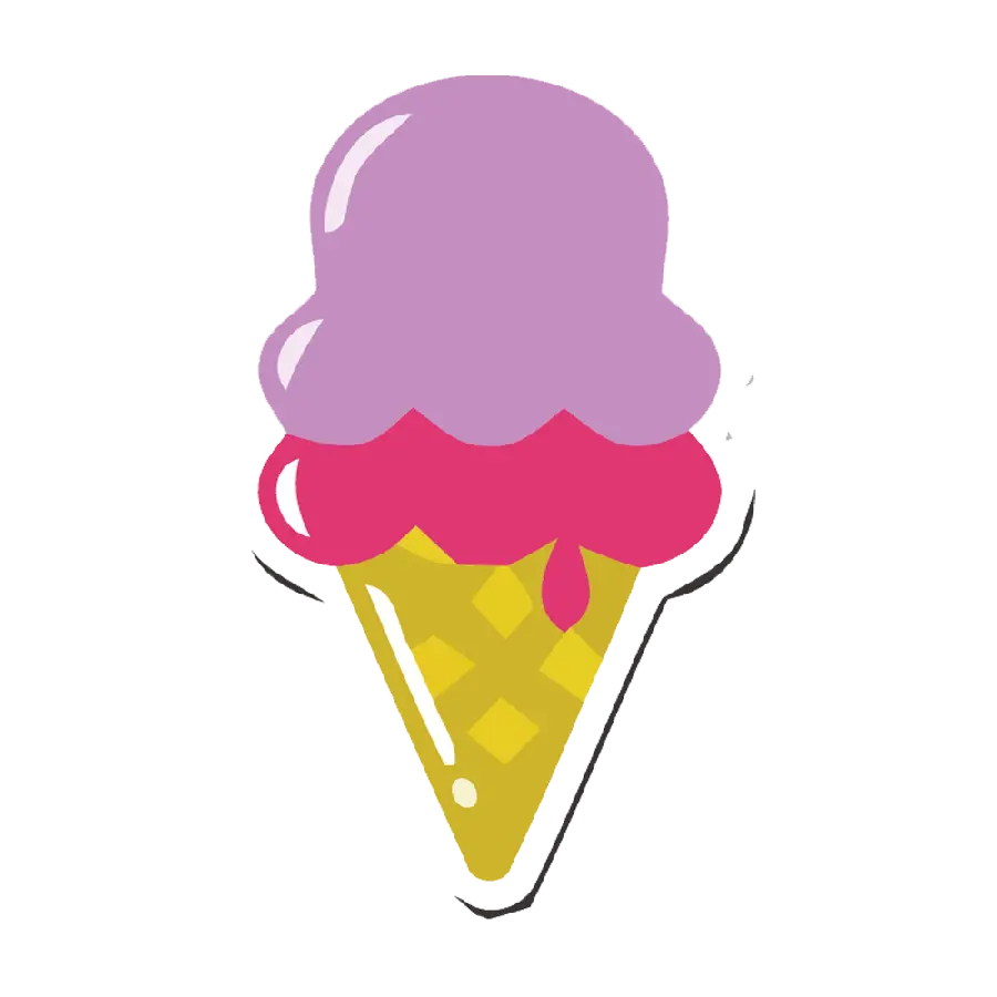 Graphic photo of pink and purple two scoops of ice cream cone ready to use as a logo
