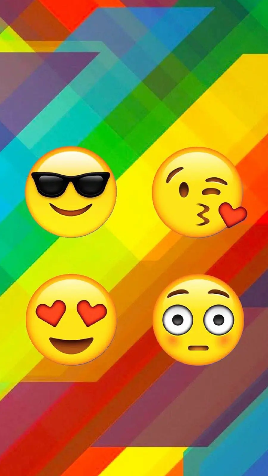 A photo of four cool Instagram emojis with a rainbow background