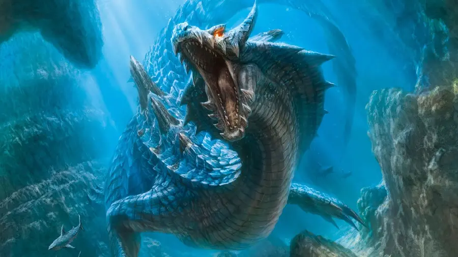 Amazing and spectacular wallpaper of a scary dragon in the water