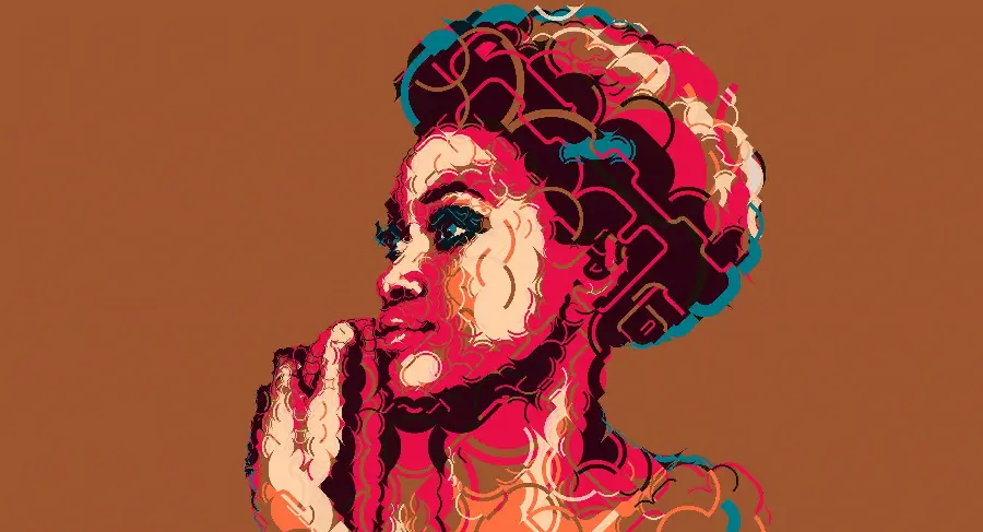 African Woman Portrait Fractal Art Color Wallpaper Living Room Home Art Decoration