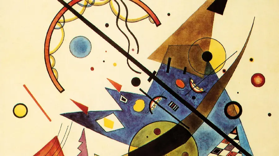 Interesting and spectacular painting of a white background of a cute and fantasy character by Wassily Kandinsky