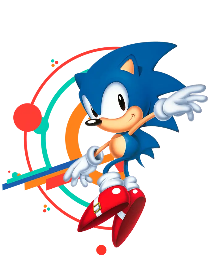 Amazing and spectacular image of Sonic the Hedgehog with colorful background