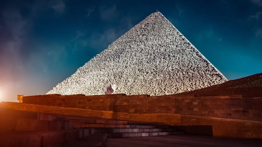 Background Gang of the Three Pyramids of Egypt in an amazing atmosphere