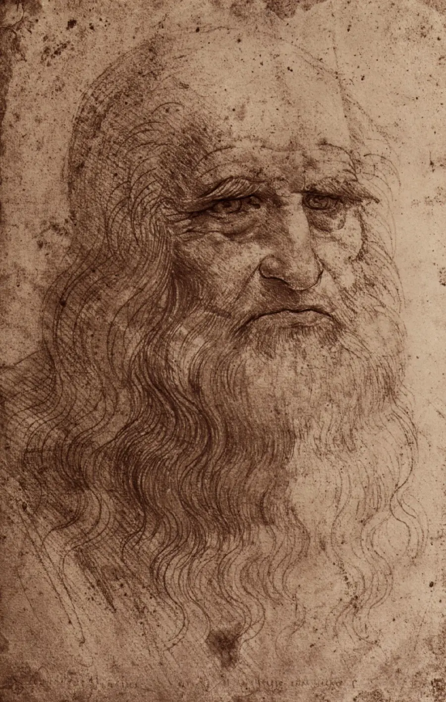 Self-portrait drawing with red chalk by Leonardo da Vinci