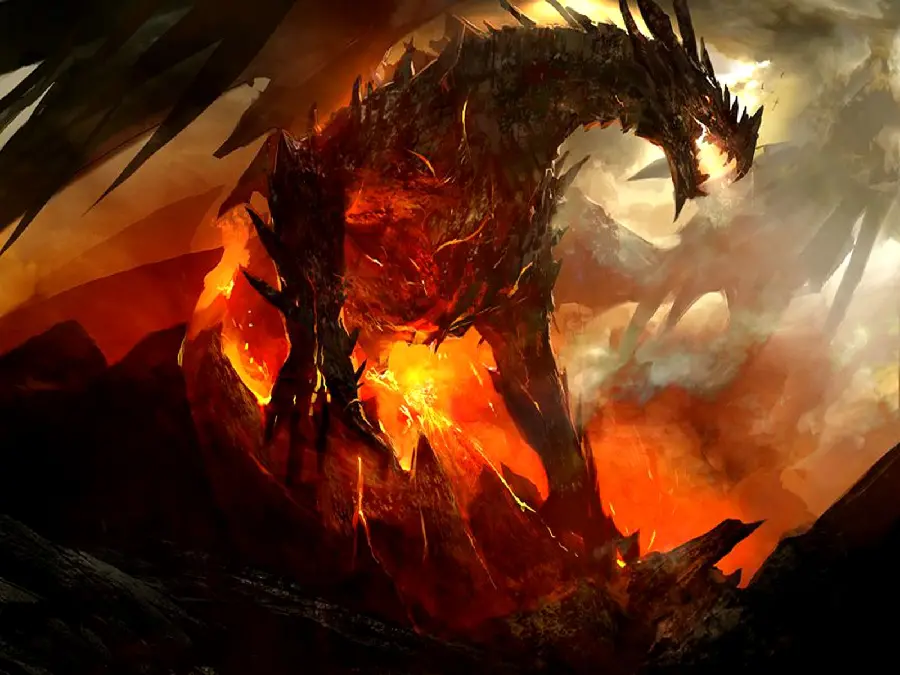Beautiful stock photo of a dragon in dangerous and burning fire with high quality 
